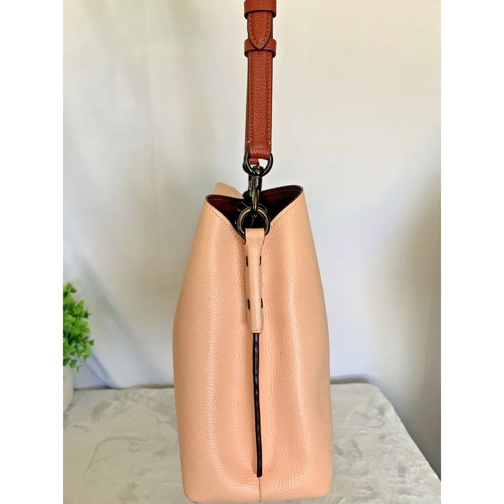 COACH Willow Shoulder Bag Faded Blush Colorblock Signature Canvas Interior C2267